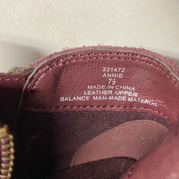 FRANCO FORTINI Annie Suede Wedge Heel Ankle Bootie Size 7.5 Plum Wine‎ - Picture 8 of 12